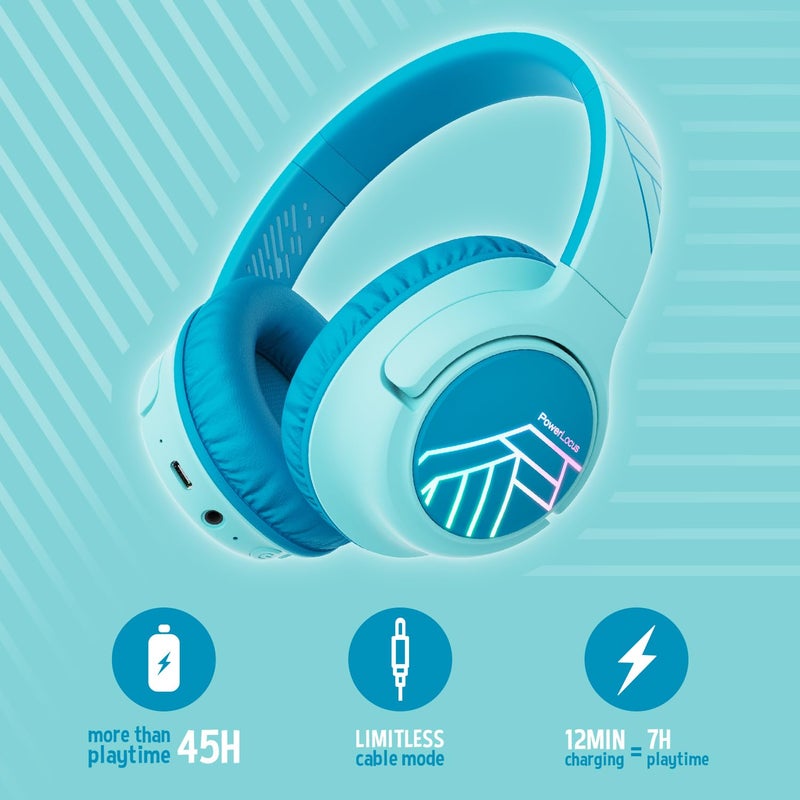 PowerLocus Kids Wireless Headphones, Bluetooth Kids Headphones LED Lights Over Ear with 74/85/94dB Volume Limited, 45H Playtime,Built-in Mic, Two Device Share Mode, HD Stereo for Travel/PC/Tablet - Image 2